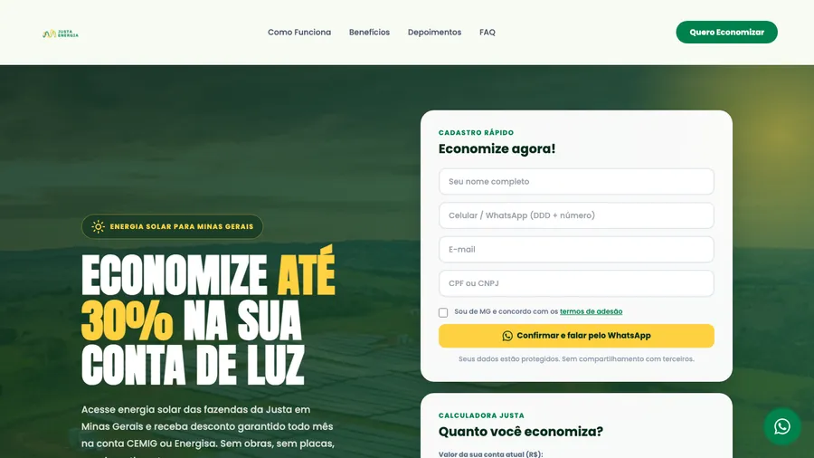 Site justaenergia.com.br